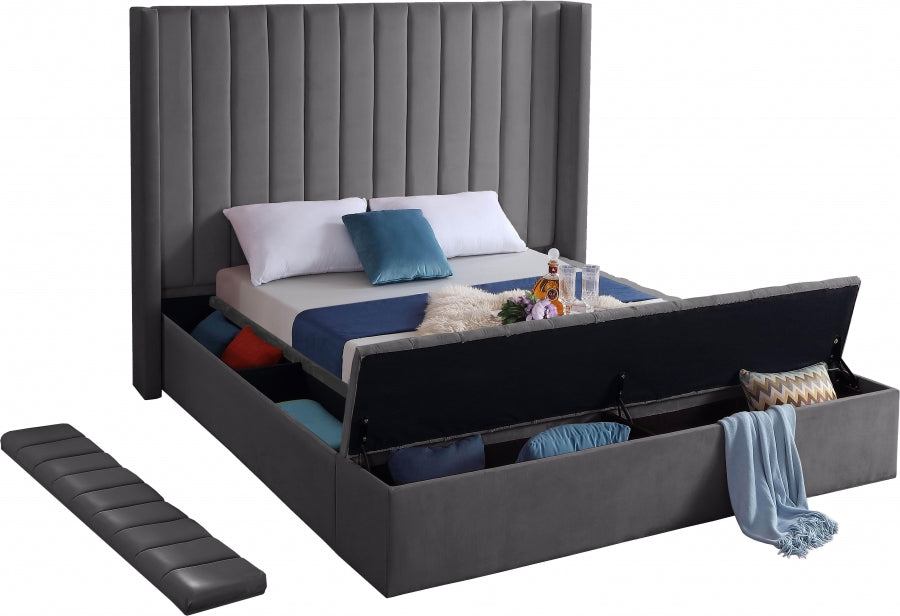 Kiki Velvet Bed - Grey