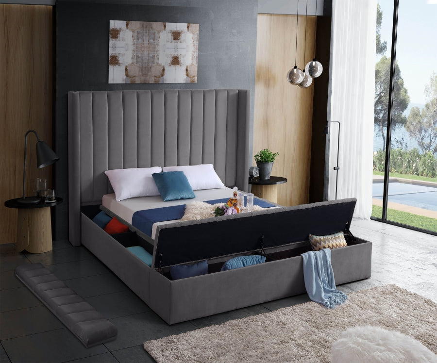 Kiki Velvet Bed - Grey