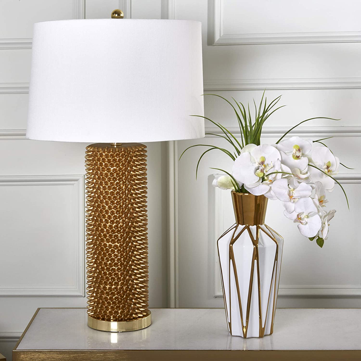 RESIN SPIKED TABLE LAMP - GOLD