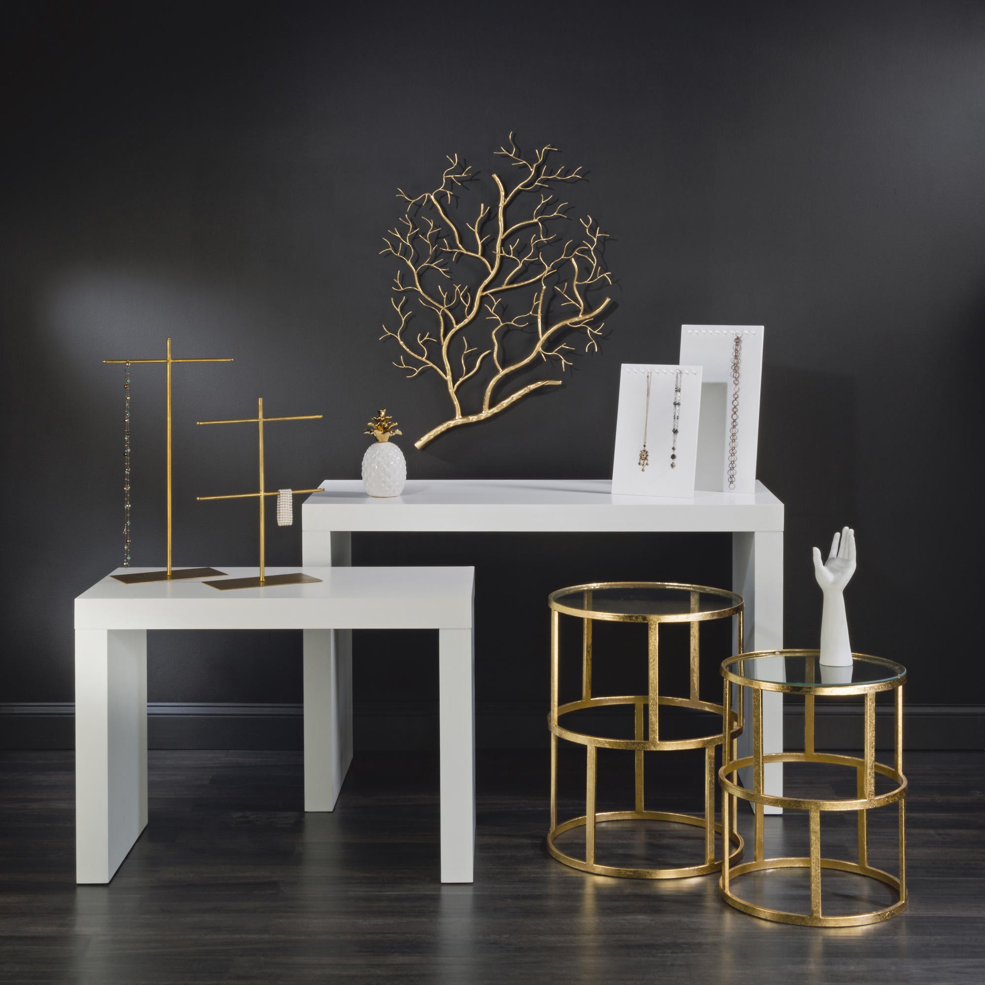 Round Gold Accent Table Set