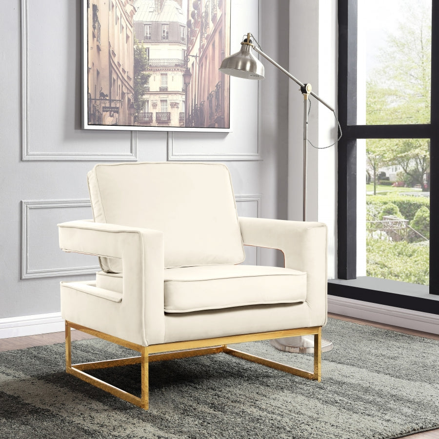 Noah Velvet Accent Chair - Cream