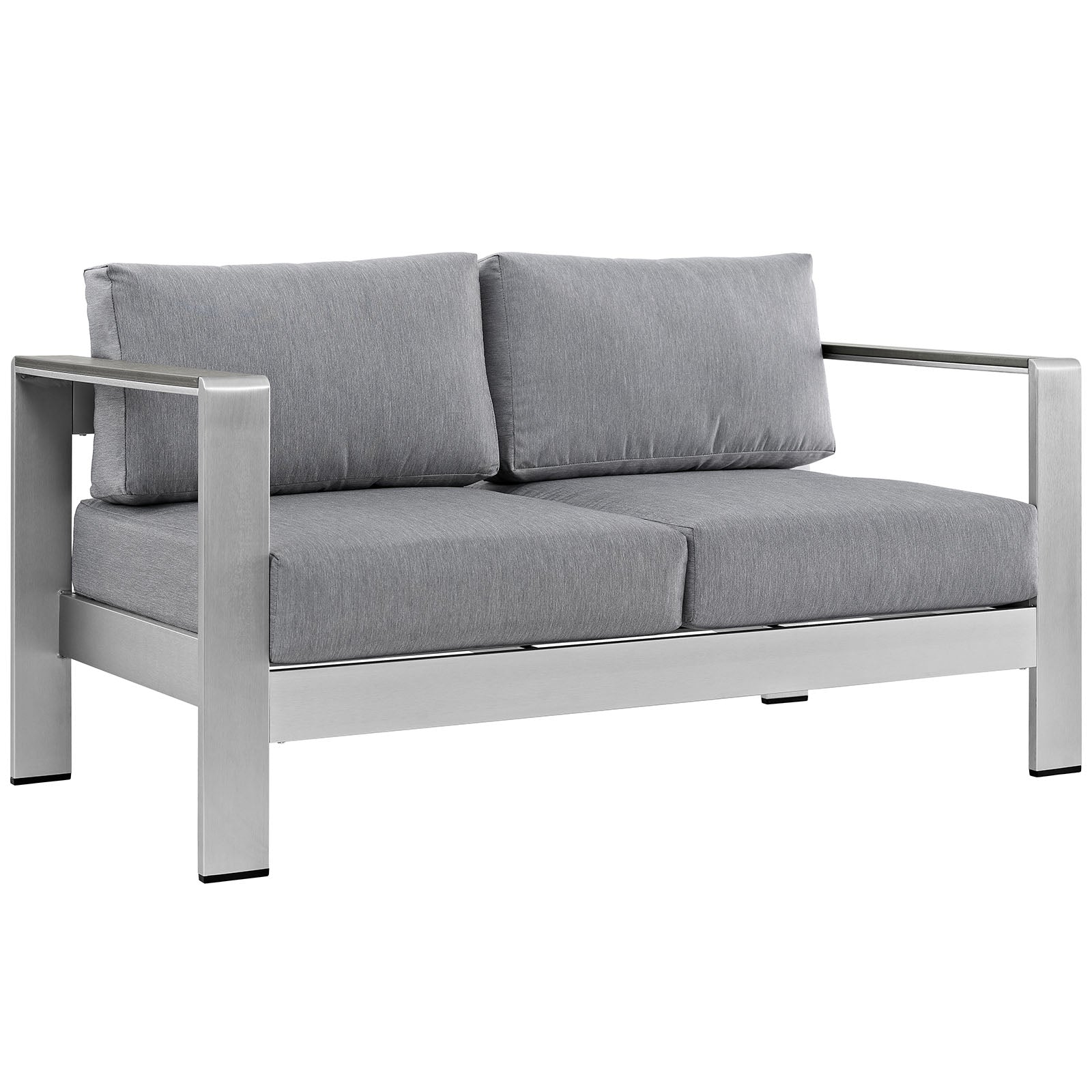 Shore Outdoor Patio Aluminum Loveseat - Gray