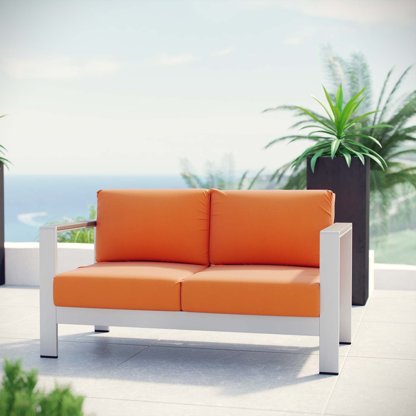 Shore Outdoor Patio Aluminum Loveseat - Orange