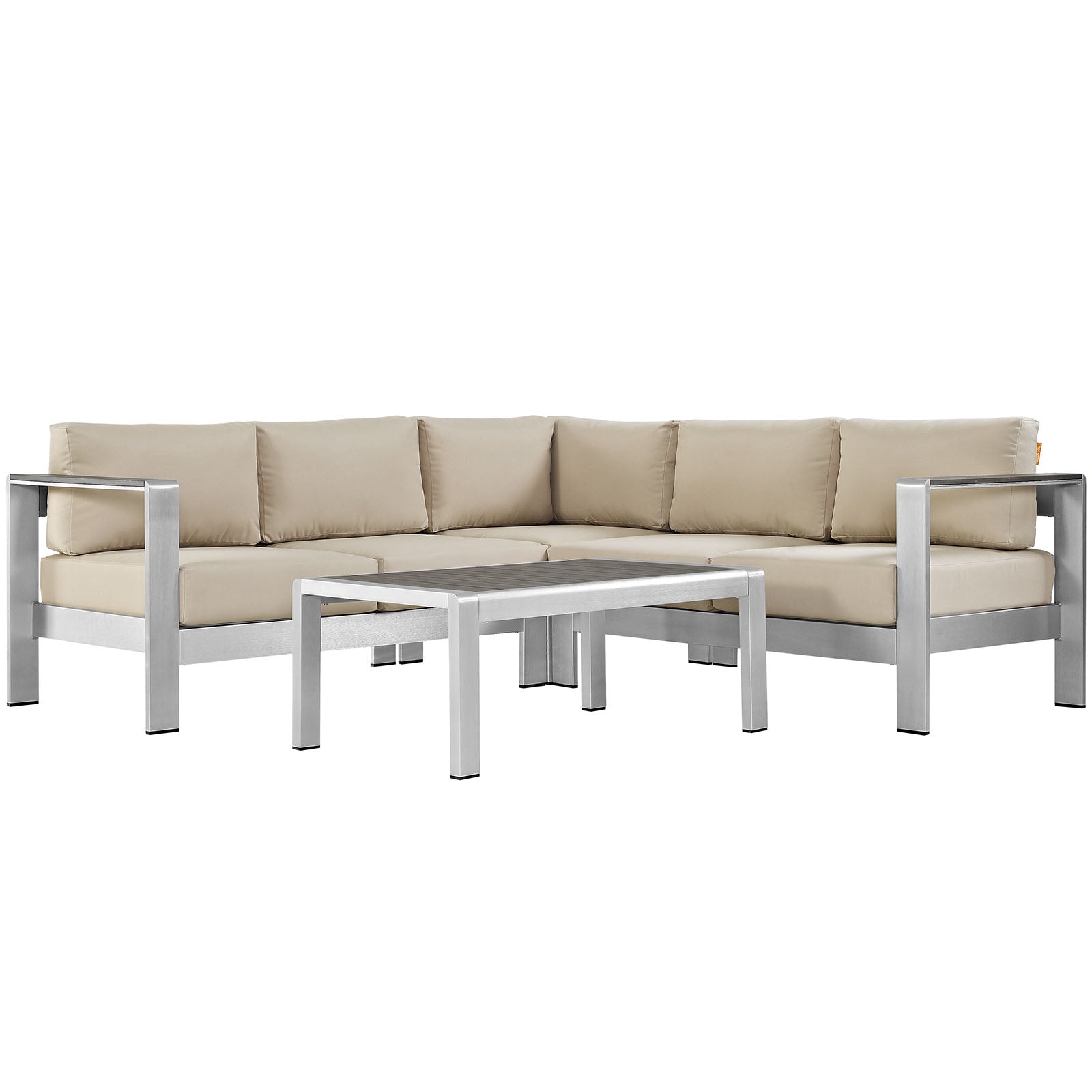 Shore 4 Piece Outdoor Patio Aluminum Sectional Sofa Set - Beige