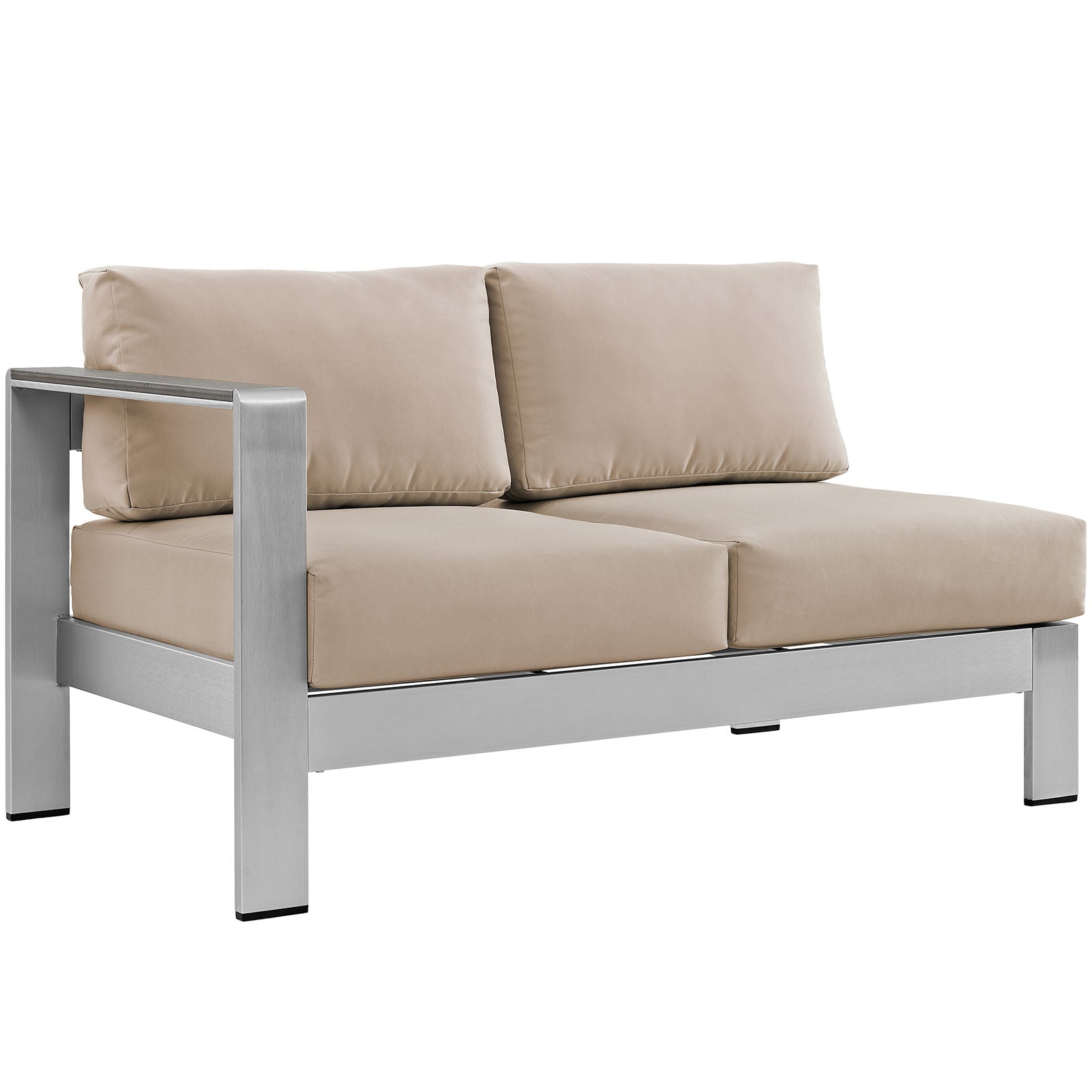 Shore 4 Piece Outdoor Patio Aluminum Sectional Sofa Set - Beige