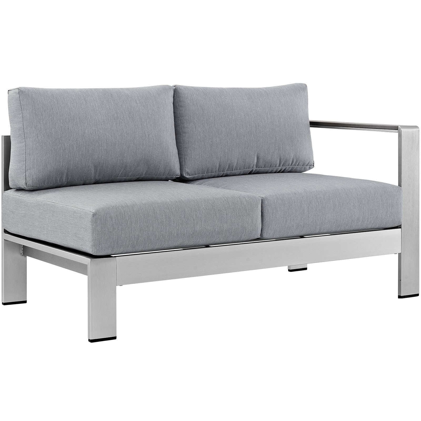 Shore 4 Piece Outdoor Patio Aluminum Sectional Sofa Set - Gray