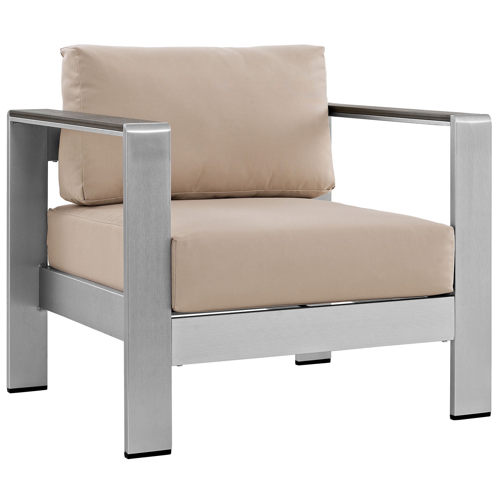 Shore 3 Piece Outdoor Patio Aluminum Sectional Sofa Set - Beige