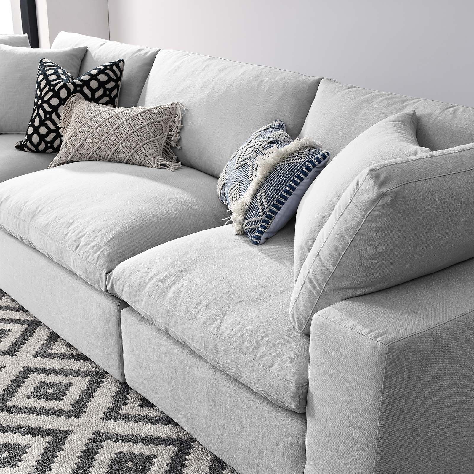 Sofa with 7 comfy Pillows, Light Gray and Black