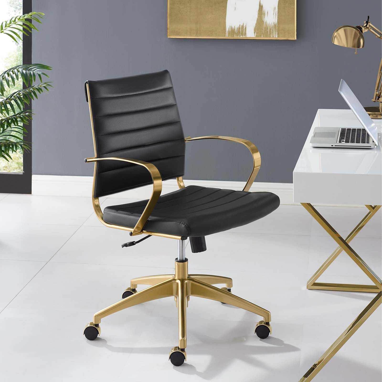 Jive Mid Back Faux Leather Office Chair - Black/Gold