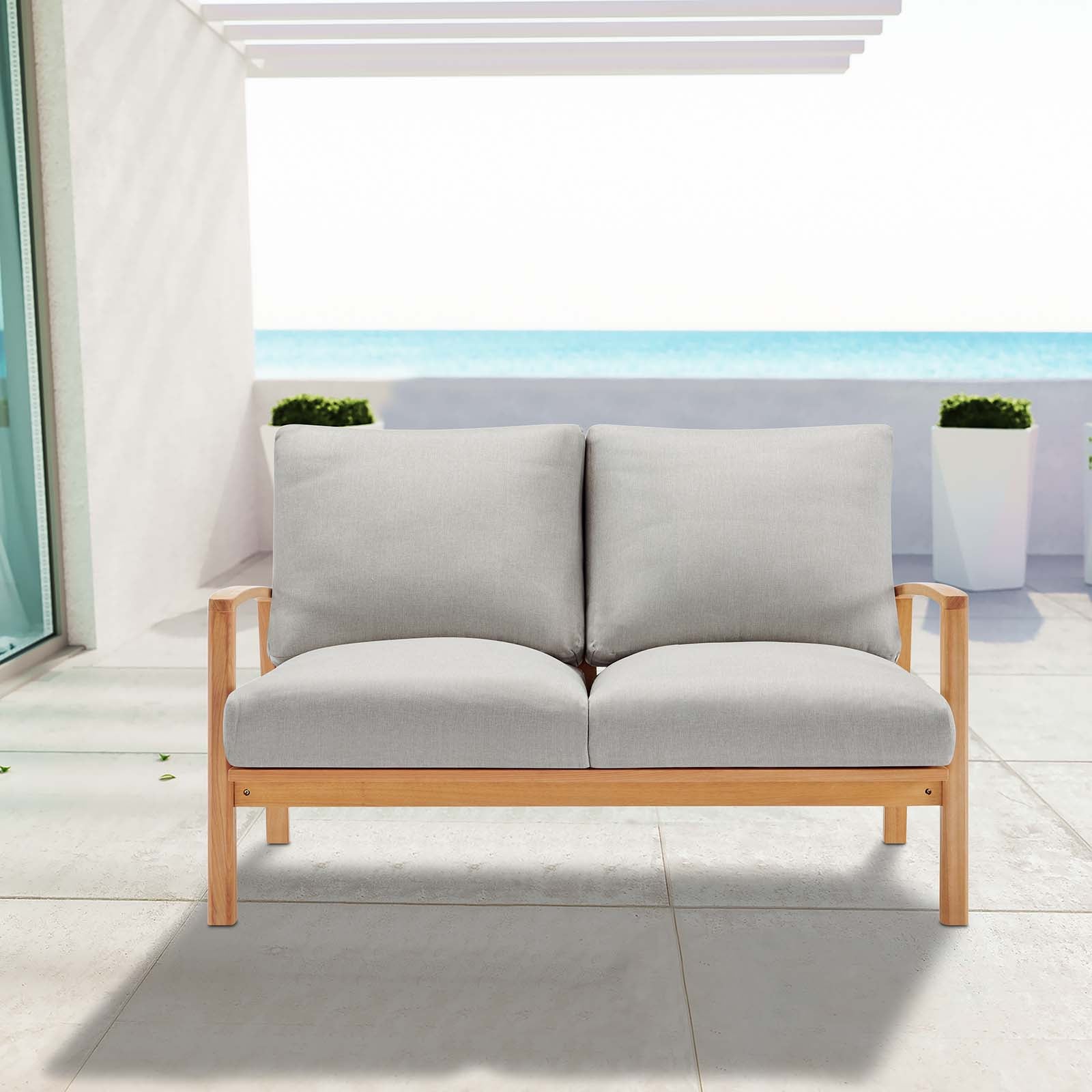 Orlean Outdoor Patio Eucalyptus Wood Loveseat