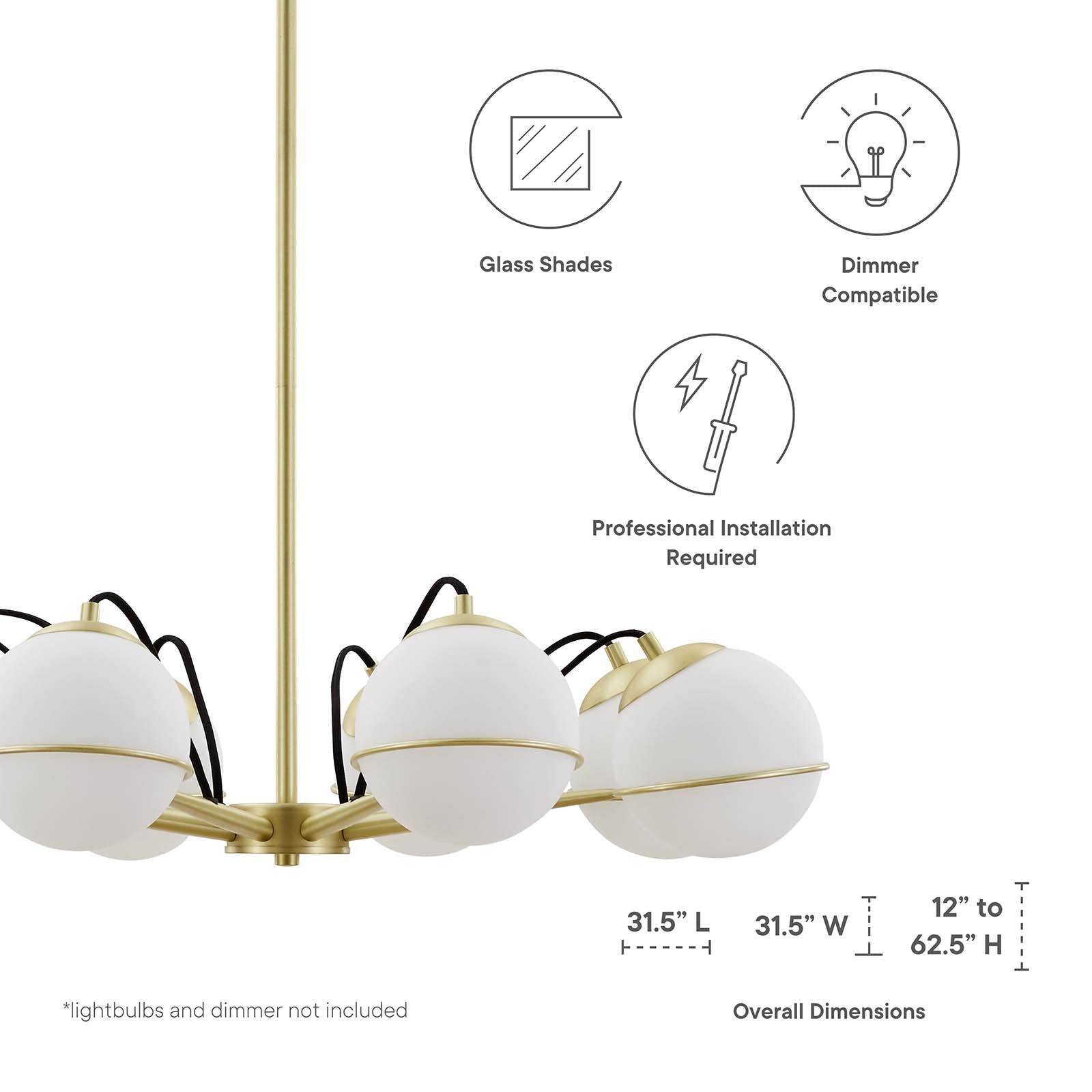 Hanna 8-Light Chandelier - Opal Gold