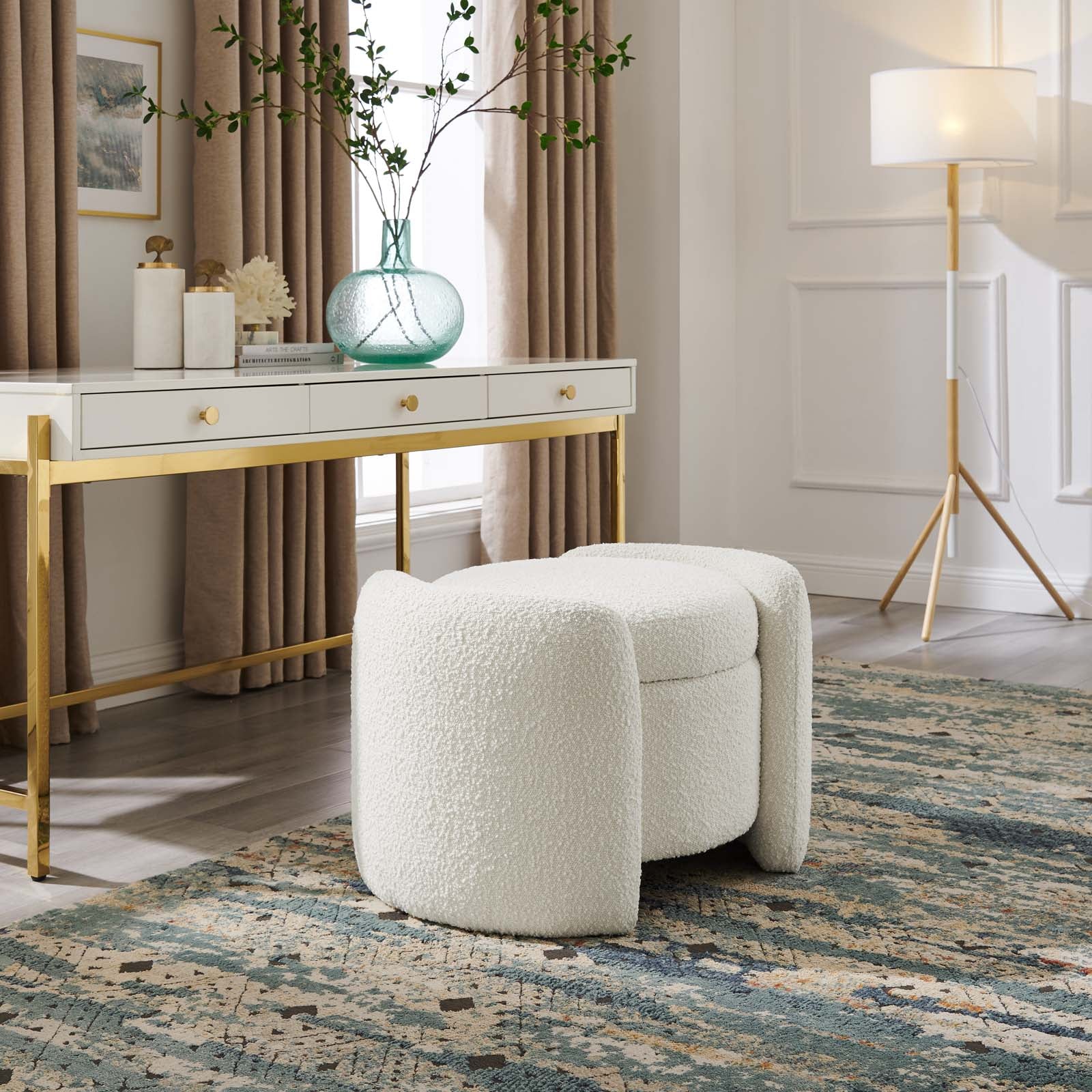 Nebula Boucle Upholstered Ottoman