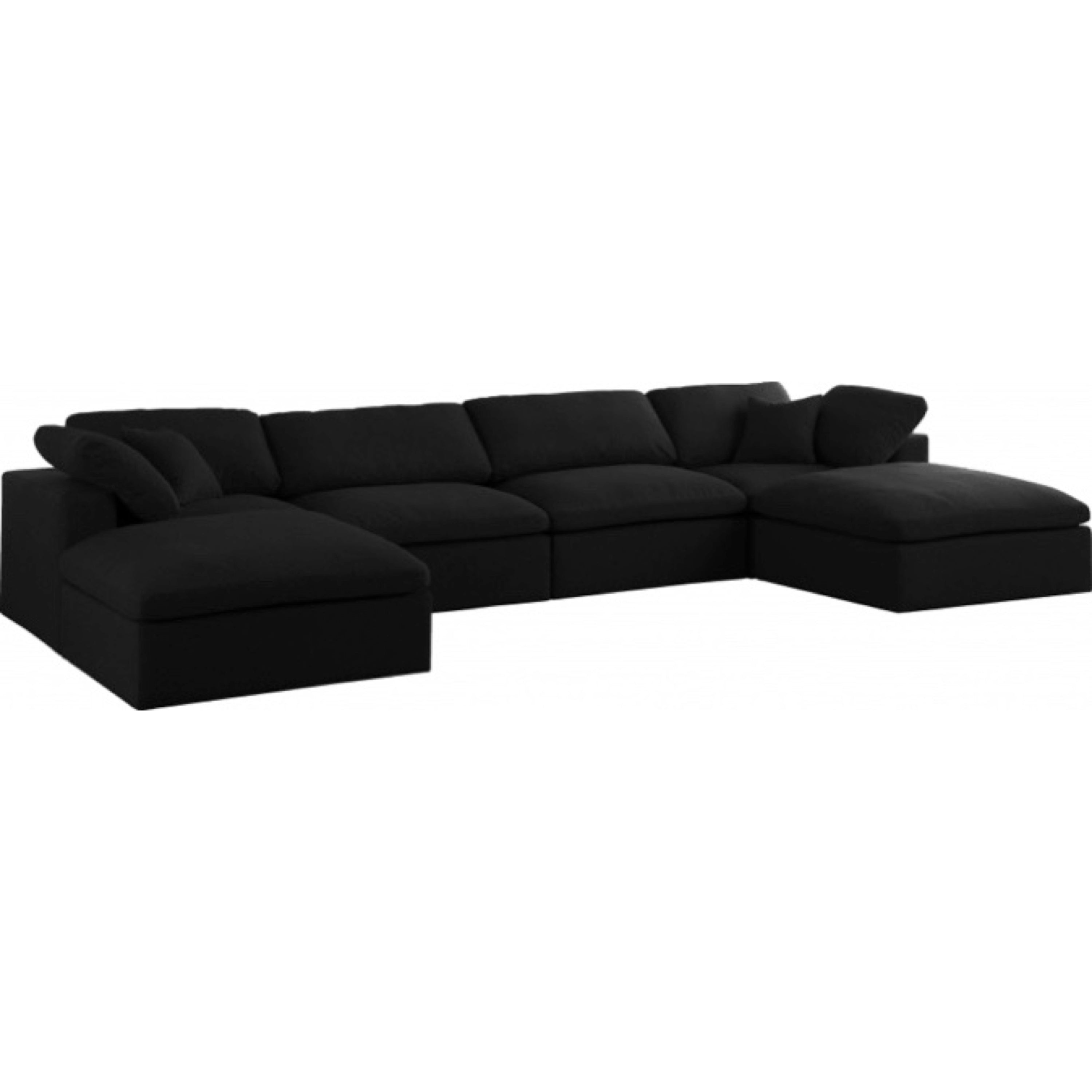 Sky Linen Deluxe Plush Modular 6 Piece Double Ottoman Sectional