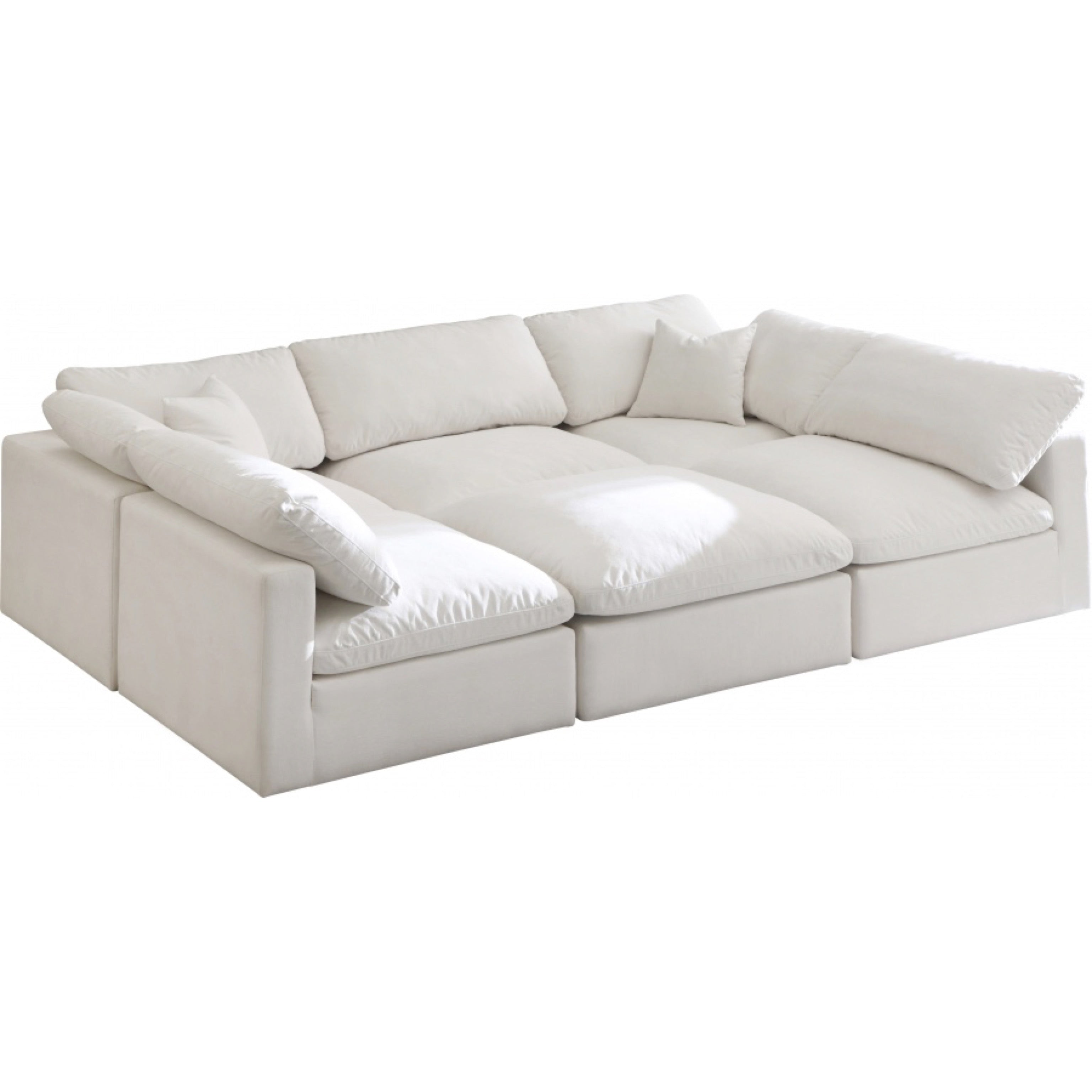 Sky Velvet Plush Modular 6 Piece Pit Sectional