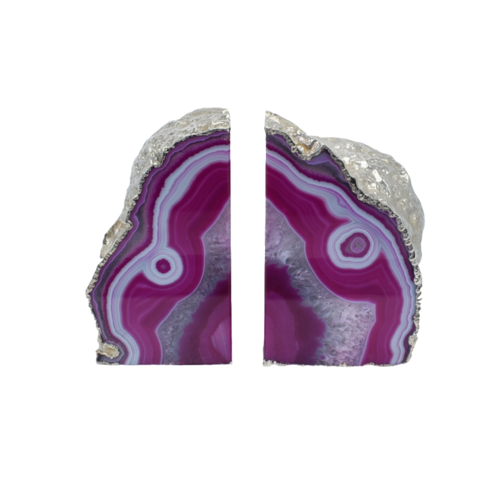 AGATE BOOKEND SILVER ELECTROPLATED