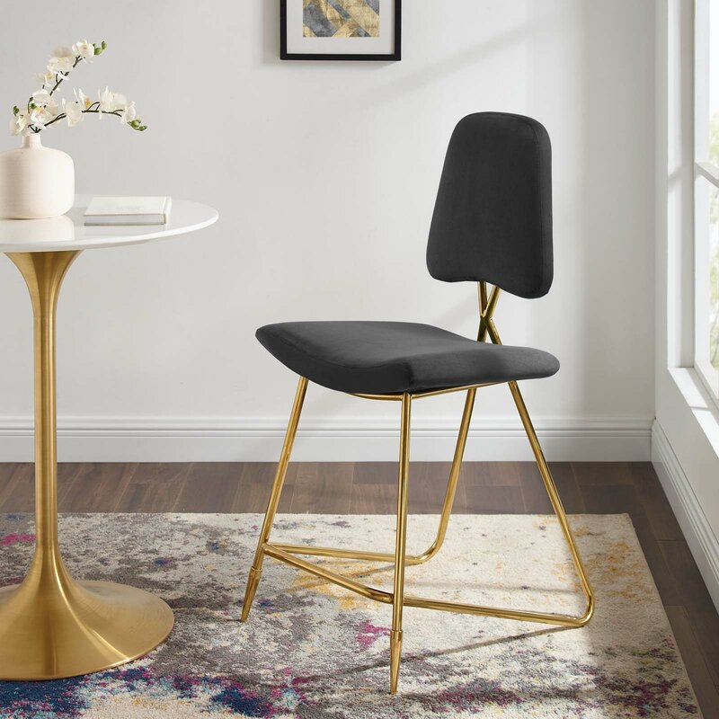 Ponder Velvet Bar Or Counter Stool - Black