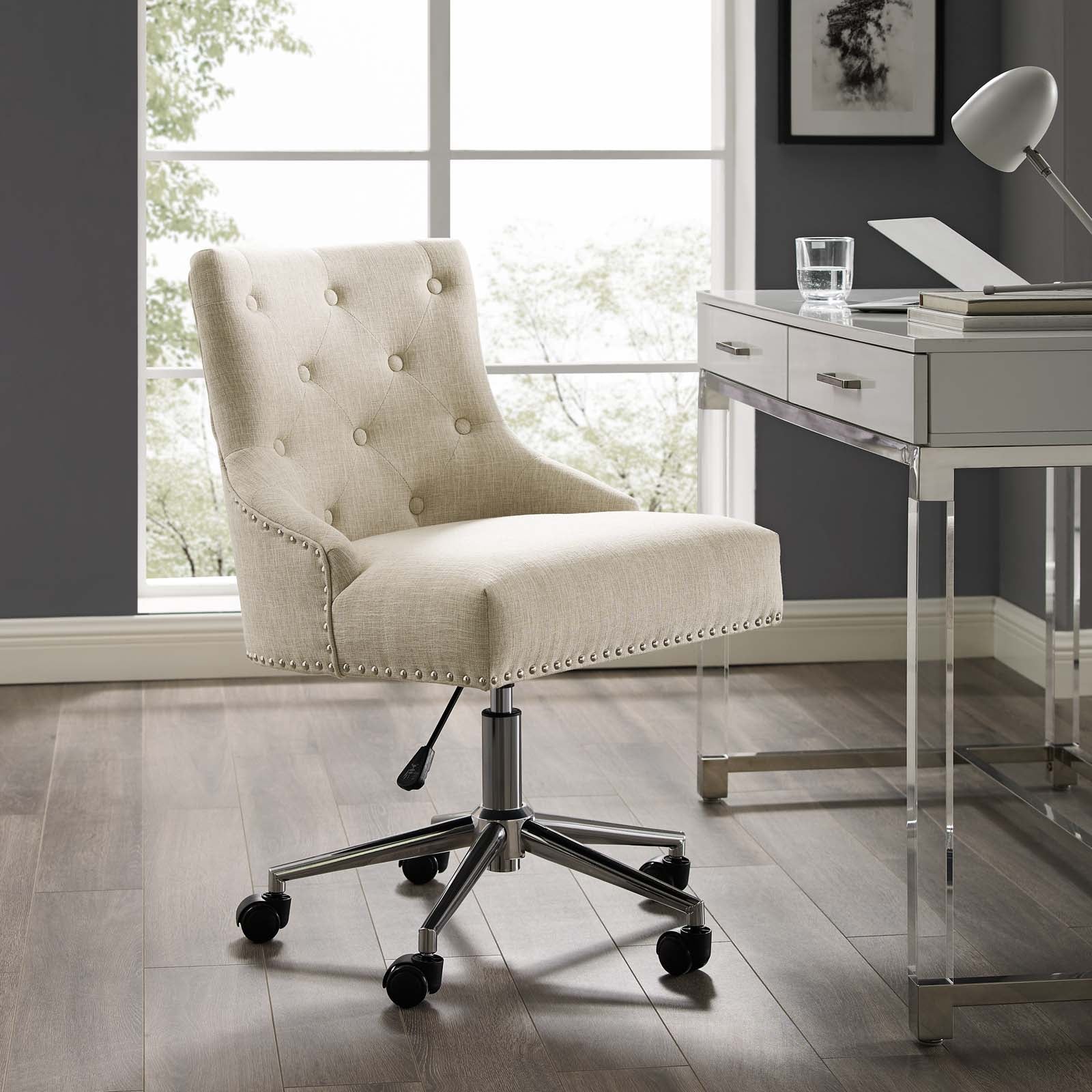 Regent Tufted Button Office Chair - Beige