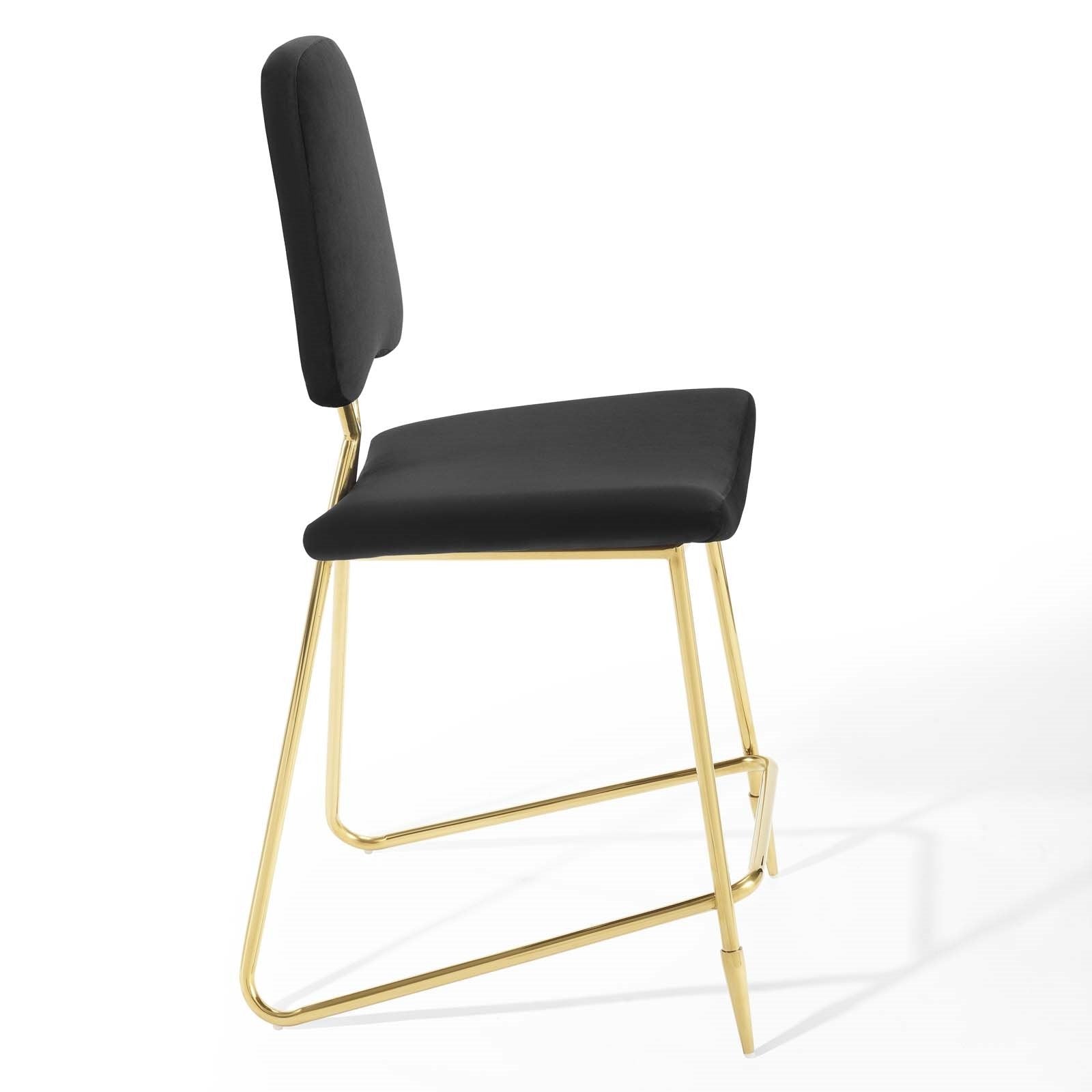 Ponder Velvet Bar Or Counter Stool - Black