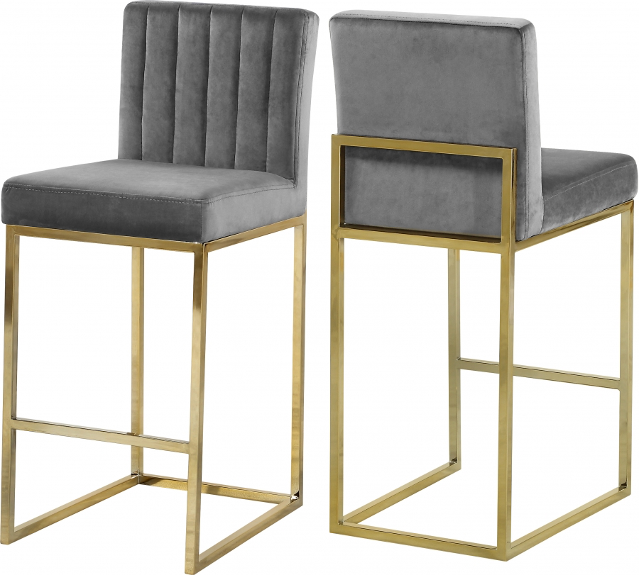 Giselle Velvet Counter Stool - Gold