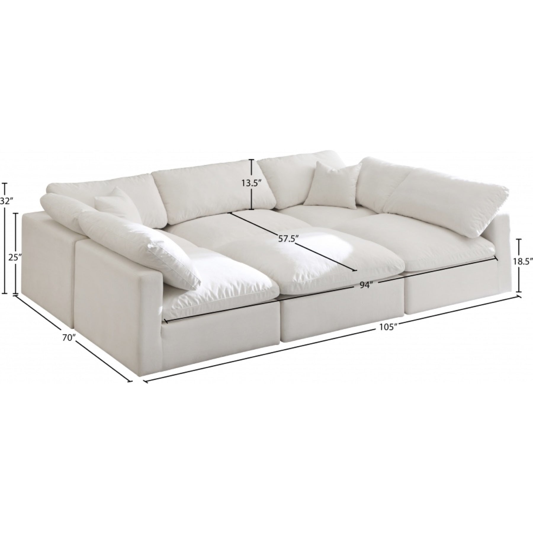 SKY VELVET PLUSH MODULAR 6 PIECE SECTIONAL – HAUTE HOME LA