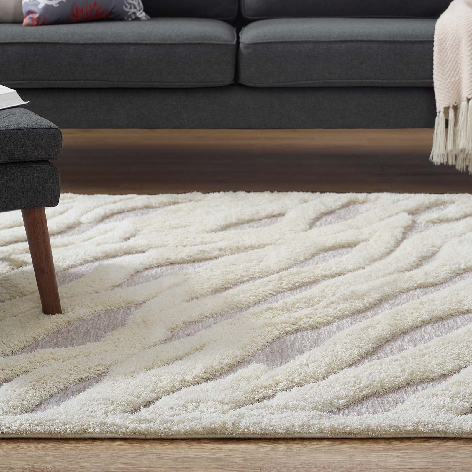 WHIMSICAL CURRENT WAVY ABSTRACT SHAG RUG